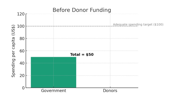 Government health spending before and after donor funding arrives